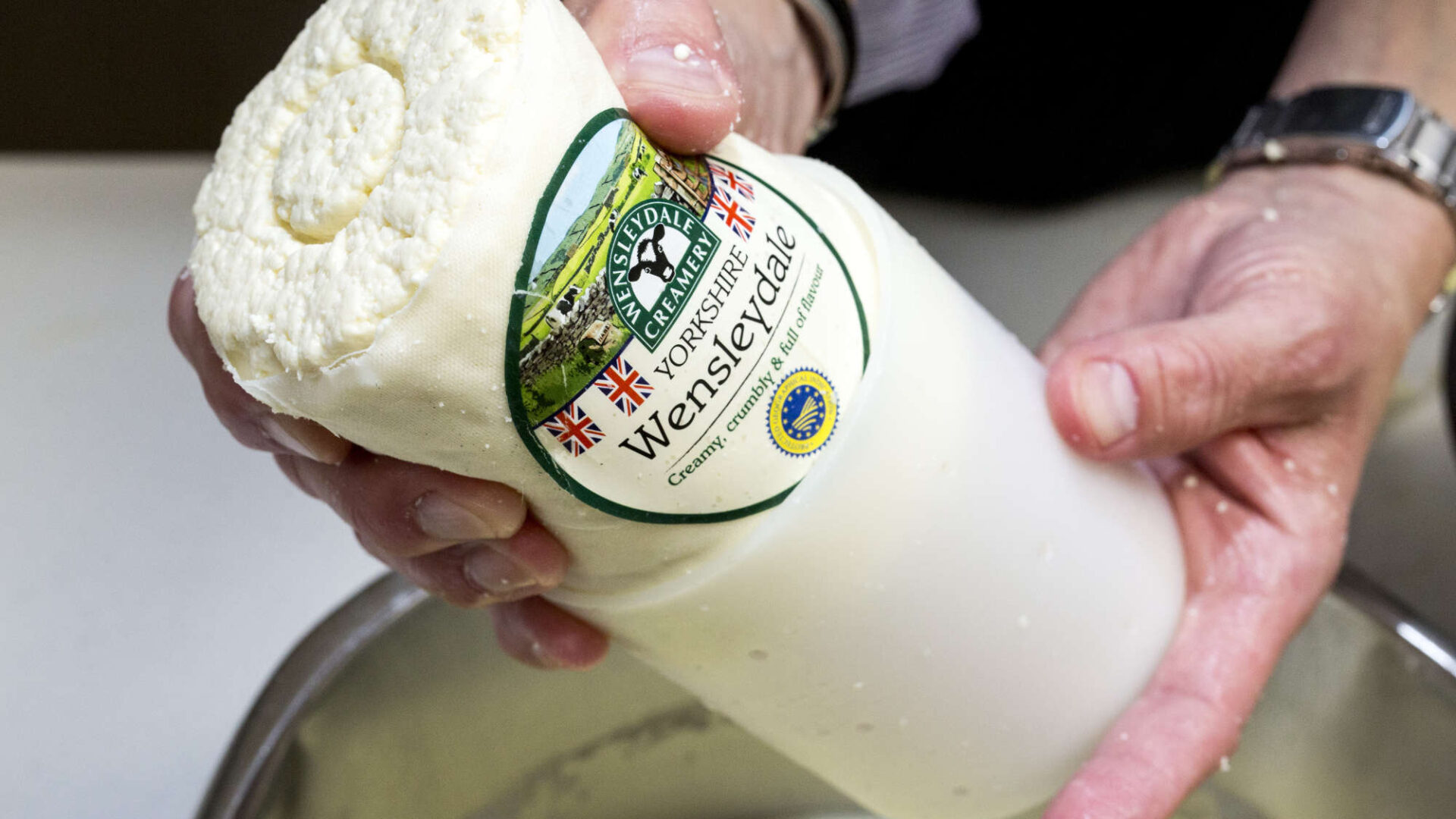 A roll of Wensleydale in the making today. Photo: Stephen Garnett